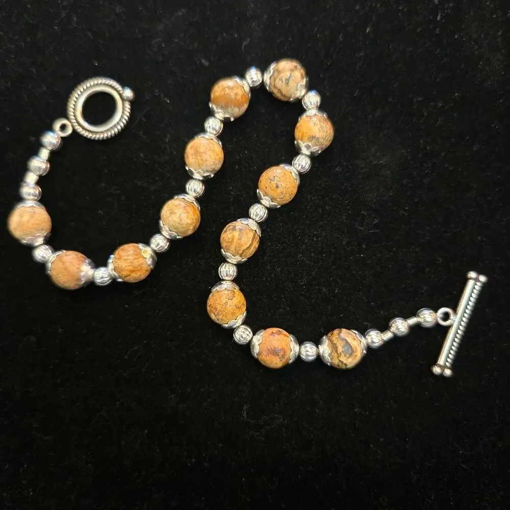 NEW Picture Jasper and Silver Bracelet